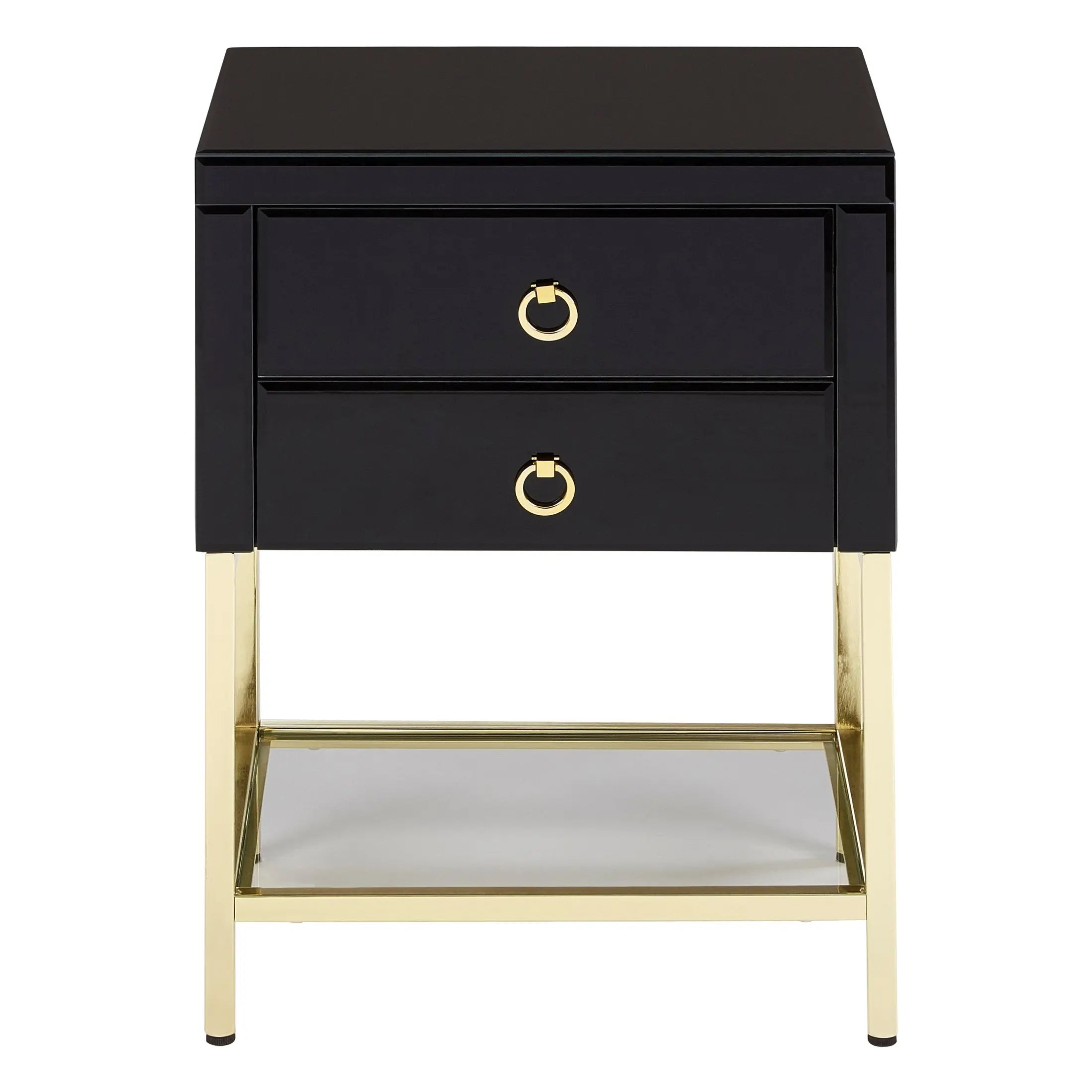 Kensford Townhouse Black 2 Drawer Side Table – Black Bedside Table wit ...