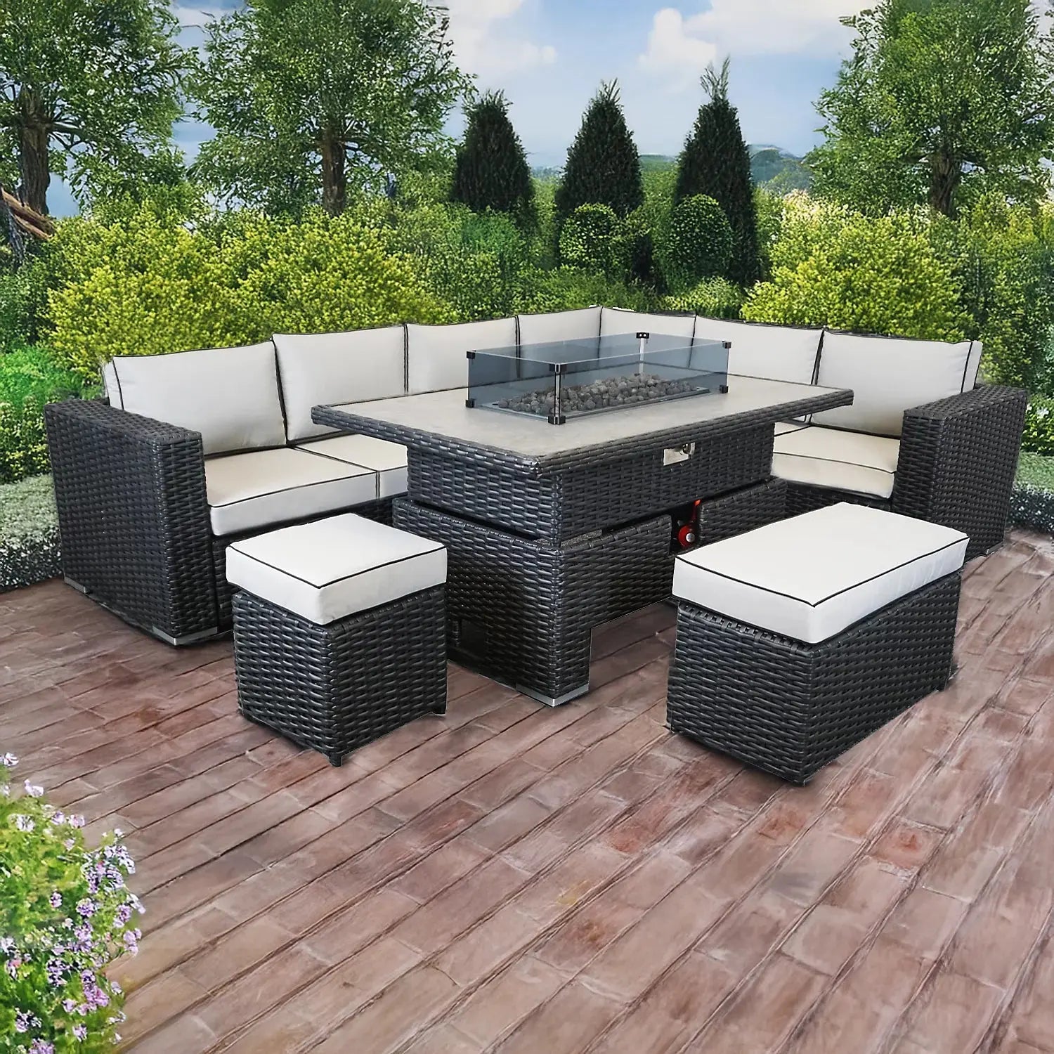 Rattan Effect Garden Sofa Set Black American Style Modern Design