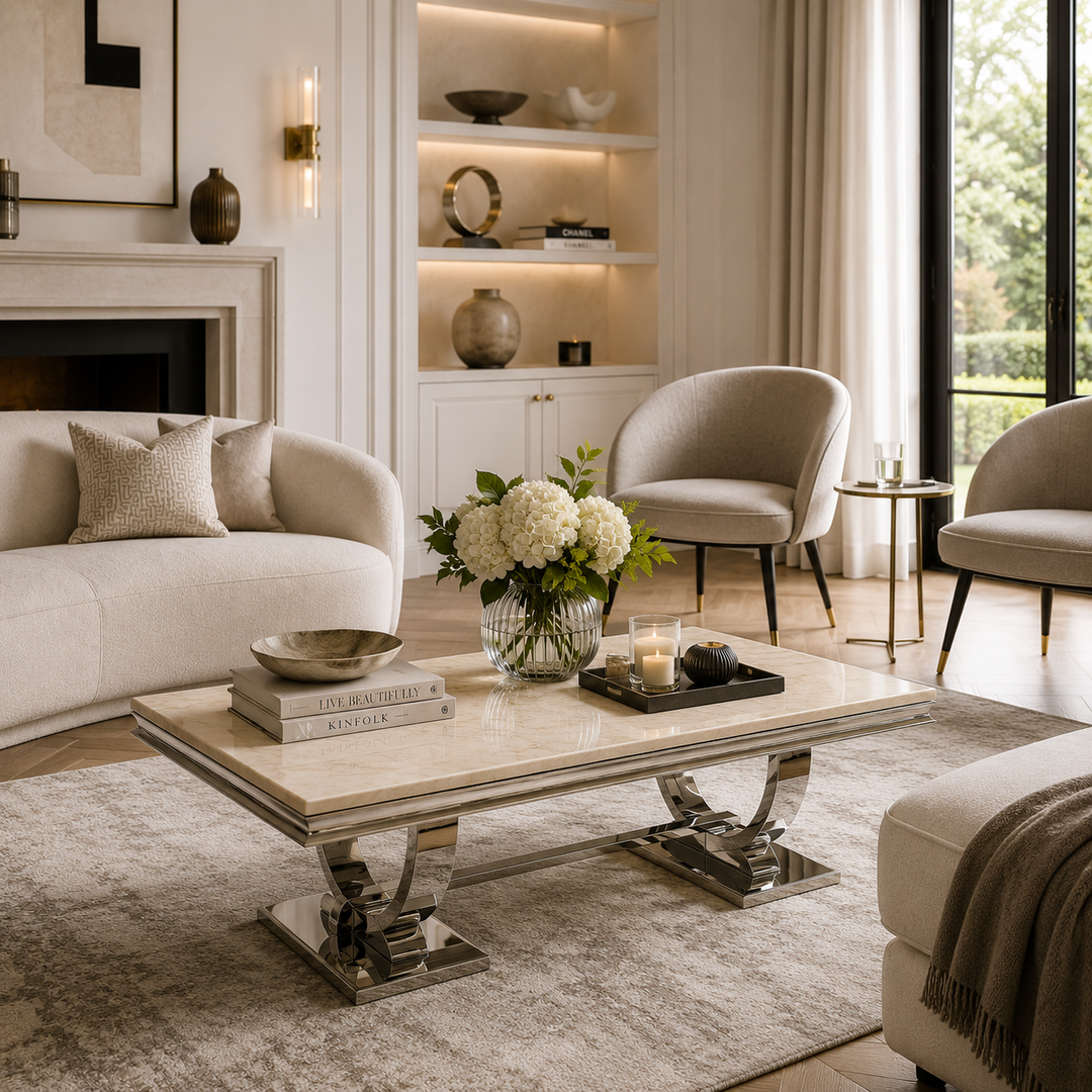 Arianna Marble Coffee Table Cream 120cm