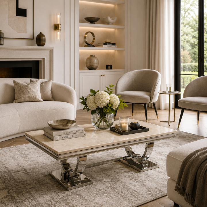 Arianna Marble Coffee Table Cream 120cm