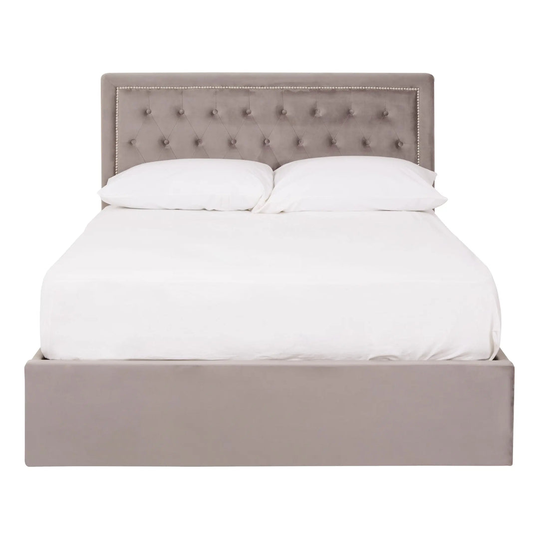 Hanaya Grey Velvet Ottoman Bed Double Studio 55