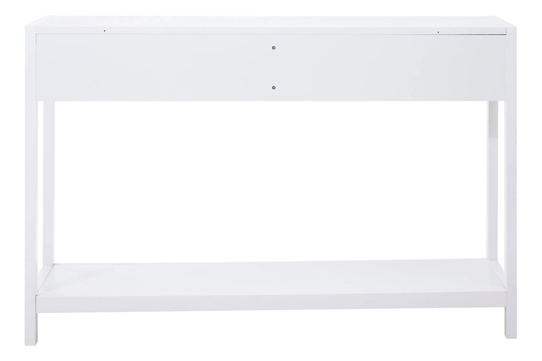 Sherwood White Wood and Rattan Two Drawer Console Table Studio 55