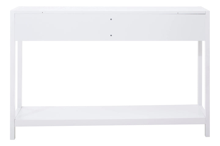 Sherwood White Wood and Rattan Two Drawer Console Table Studio 55