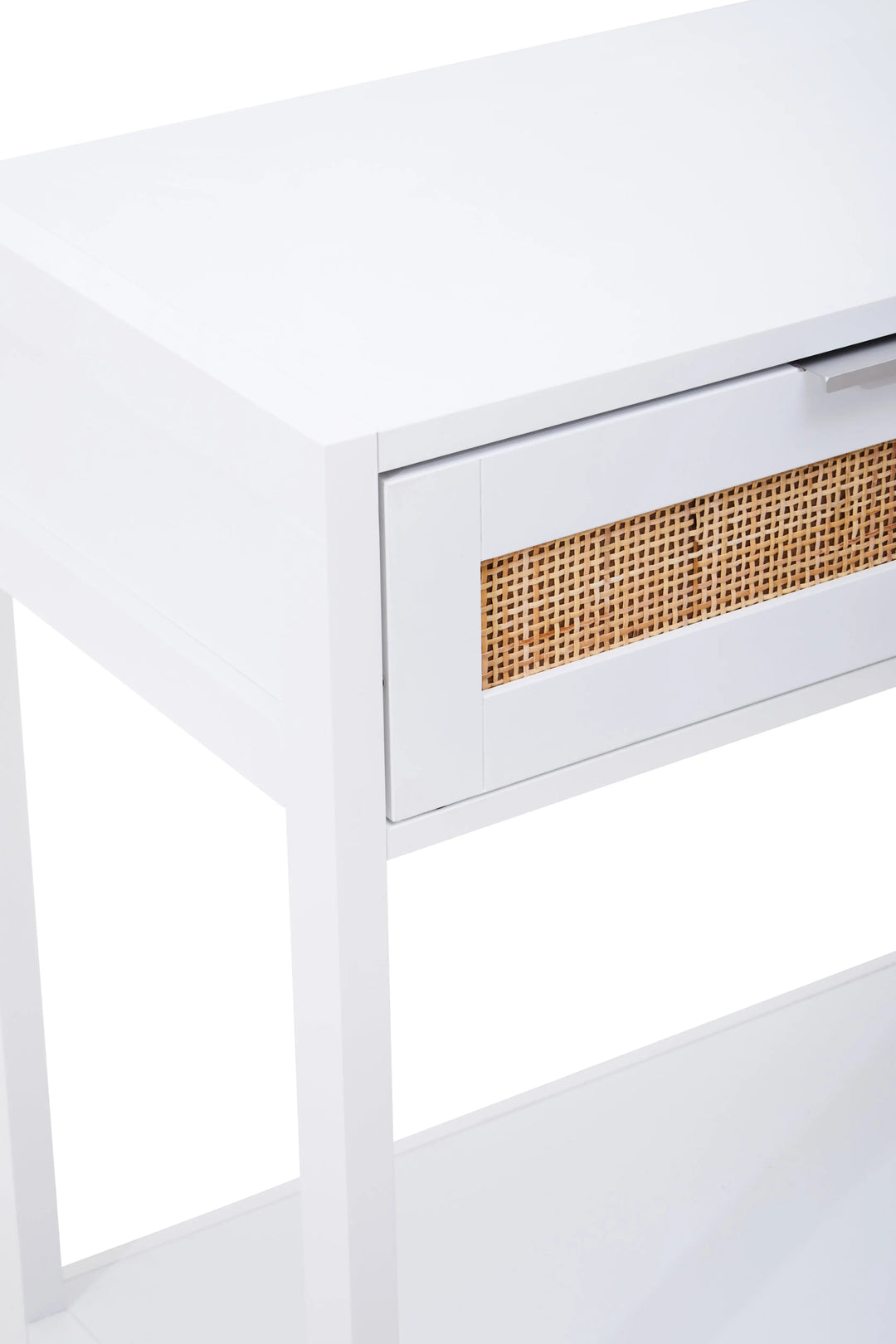Sherwood White Wood and Rattan Two Drawer Console Table Studio 55