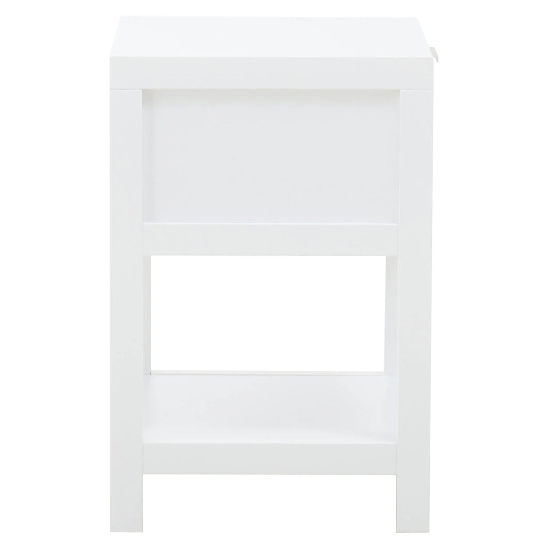 Sherwood White Wood and Rattan One Drawer Side Table Studio 55