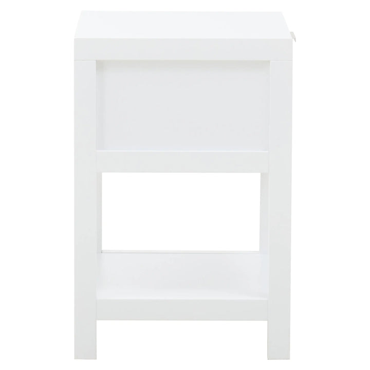 Sherwood White Wood and Rattan One Drawer Side Table Studio 55