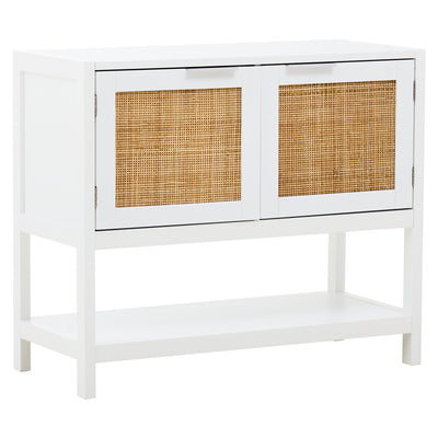 Sherwood White Wood and Rattan Two Drawer Side Cabinet Studio 55