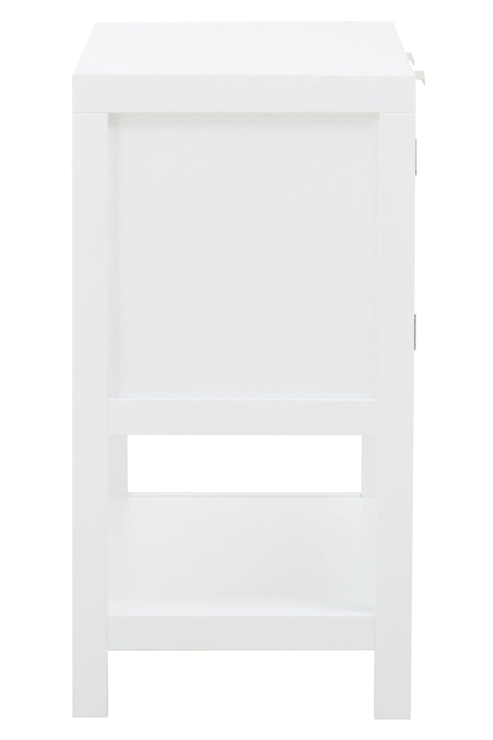 Sherwood White Wood and Rattan Two Drawer Side Cabinet Studio 55