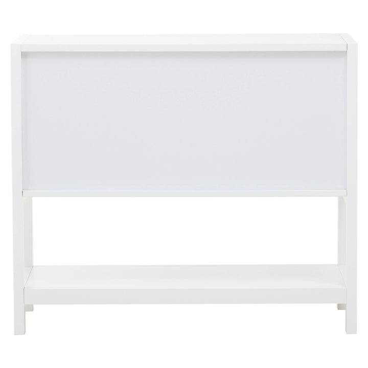 Sherwood White Wood and Rattan Two Drawer Side Cabinet Studio 55