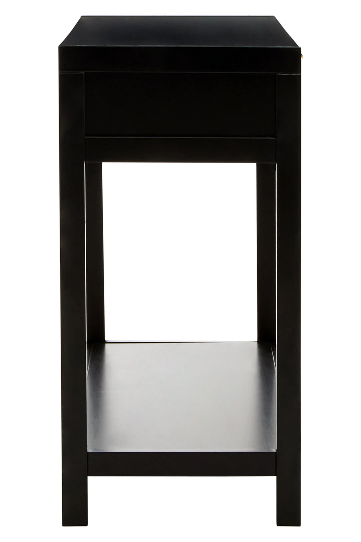 Sherwood Black Wood and Rattan Two Drawer Console Table Studio 55