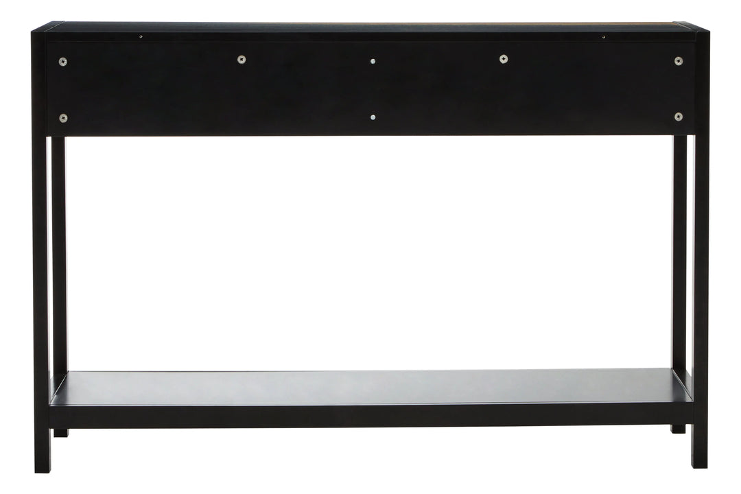 Sherwood Black Wood and Rattan Two Drawer Console Table Studio 55