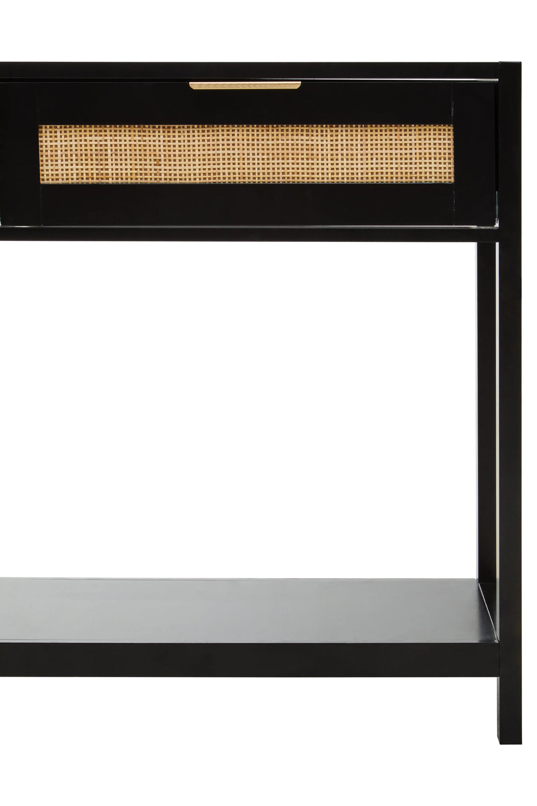 Sherwood Black Wood and Rattan Two Drawer Console Table Studio 55