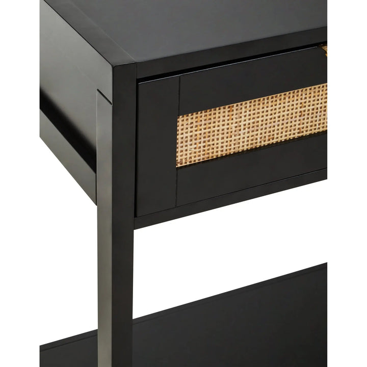 Sherwood Black Wood and Rattan Two Drawer Console Table Studio 55