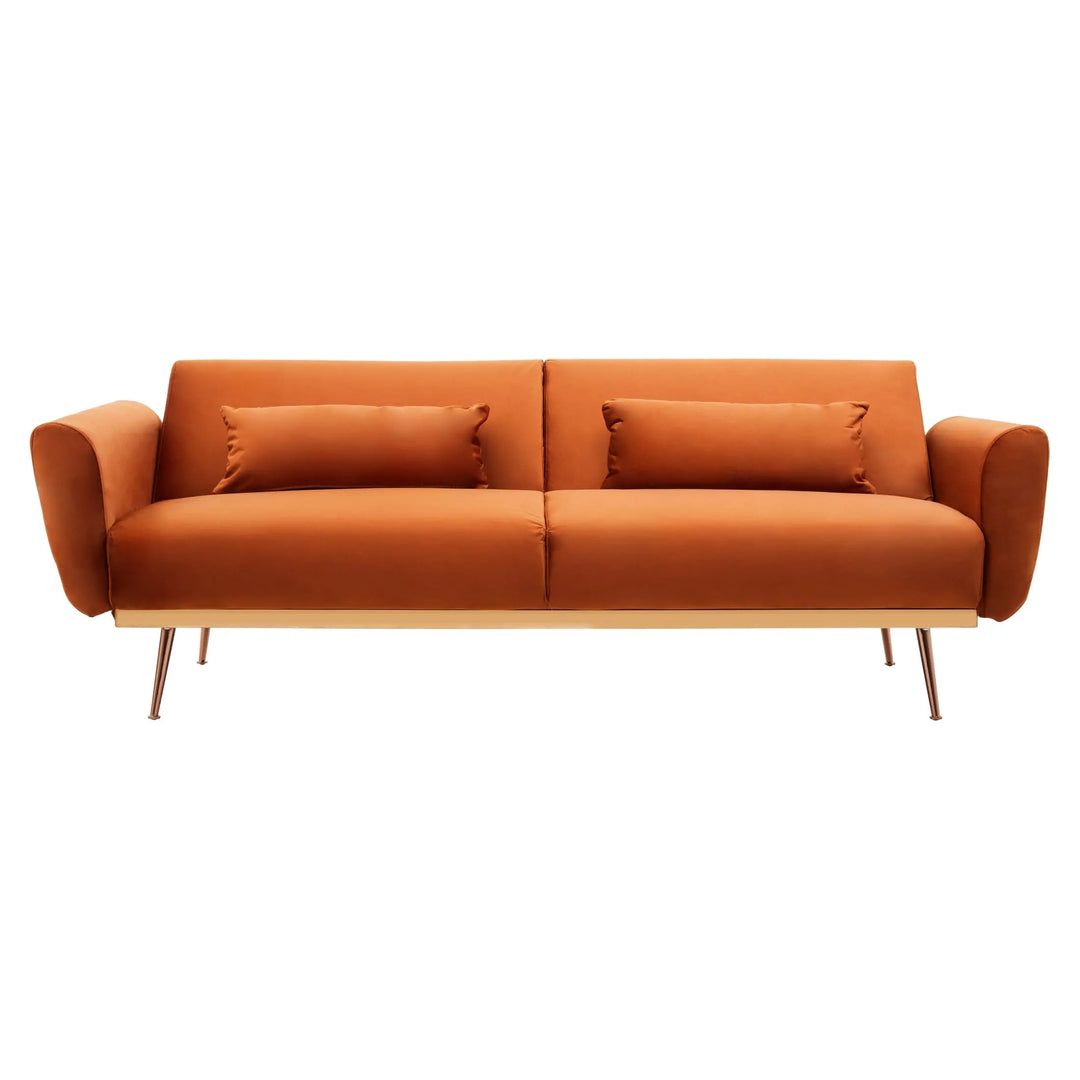 Halton Burnt Orange Velvet Sofa Bed Studio 55
