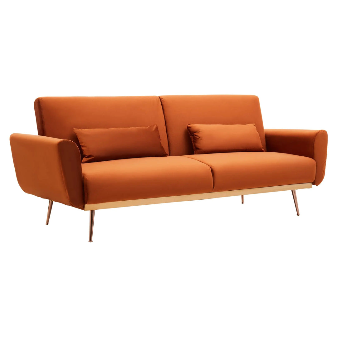 Halton Burnt Orange Velvet Sofa Bed Studio 55