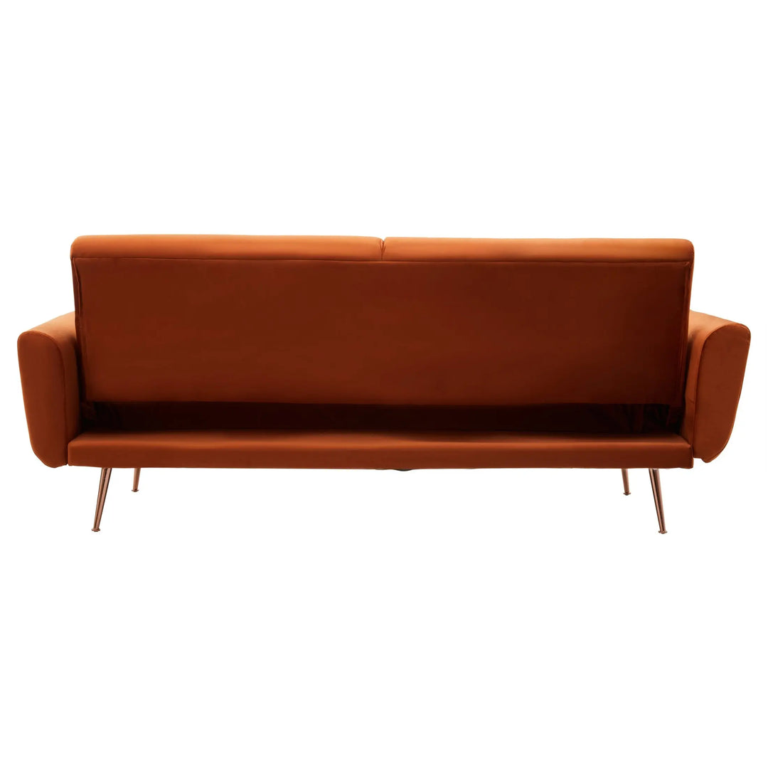 Halton Burnt Orange Velvet Sofa Bed Studio 55