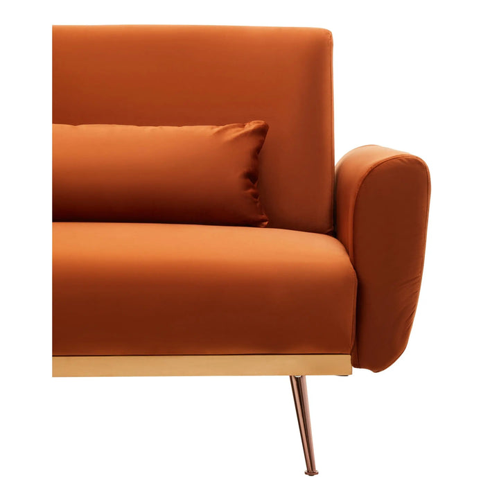Halton Burnt Orange Velvet Sofa Bed Studio 55