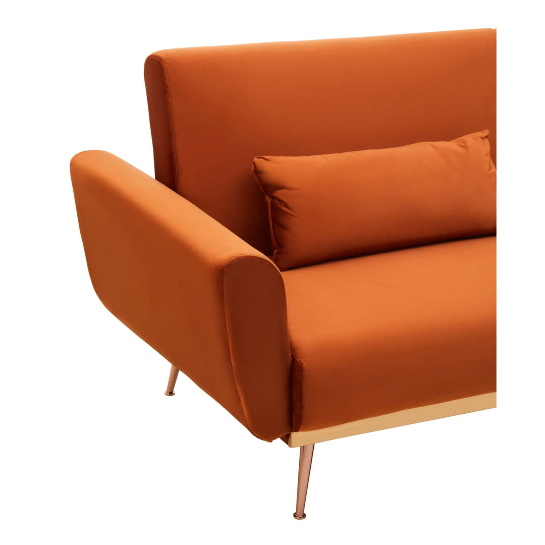 Halton Burnt Orange Velvet Sofa Bed Studio 55