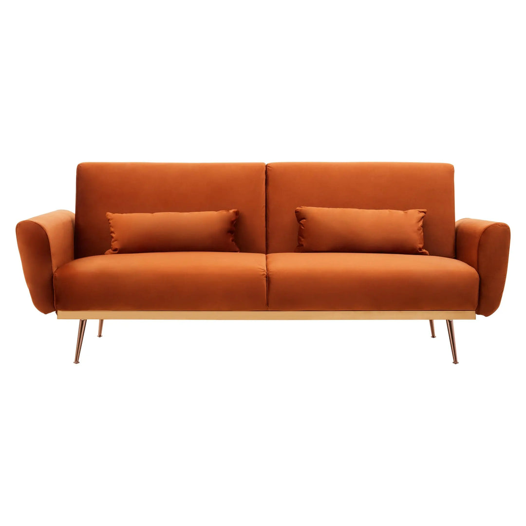Halton Burnt Orange Velvet Sofa Bed Studio 55