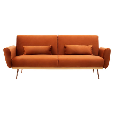 Halton Burnt Orange Velvet Sofa Bed Studio 55