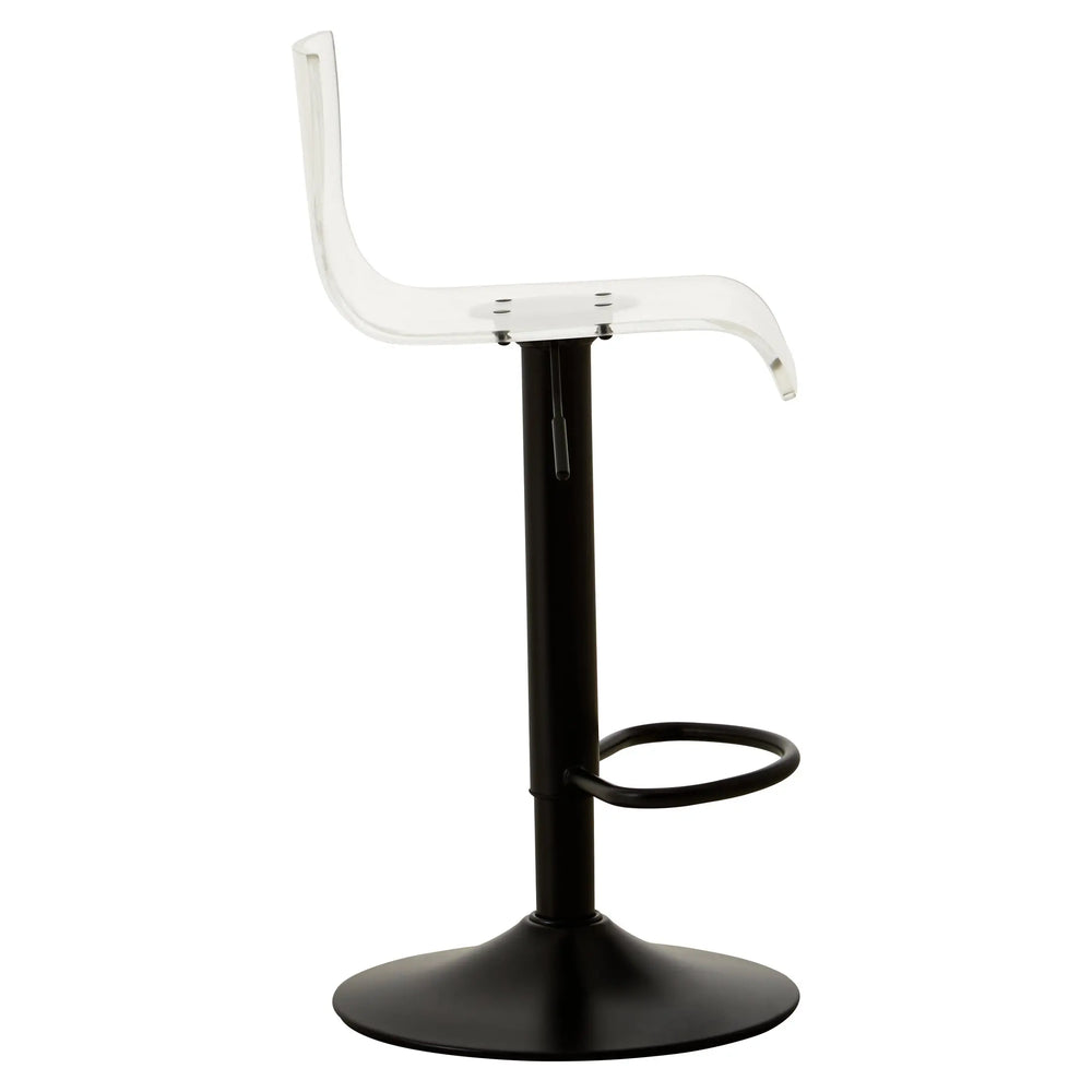 Bayona Clear Acrylic Bar Stool with Black Base & Footrest Studio 55