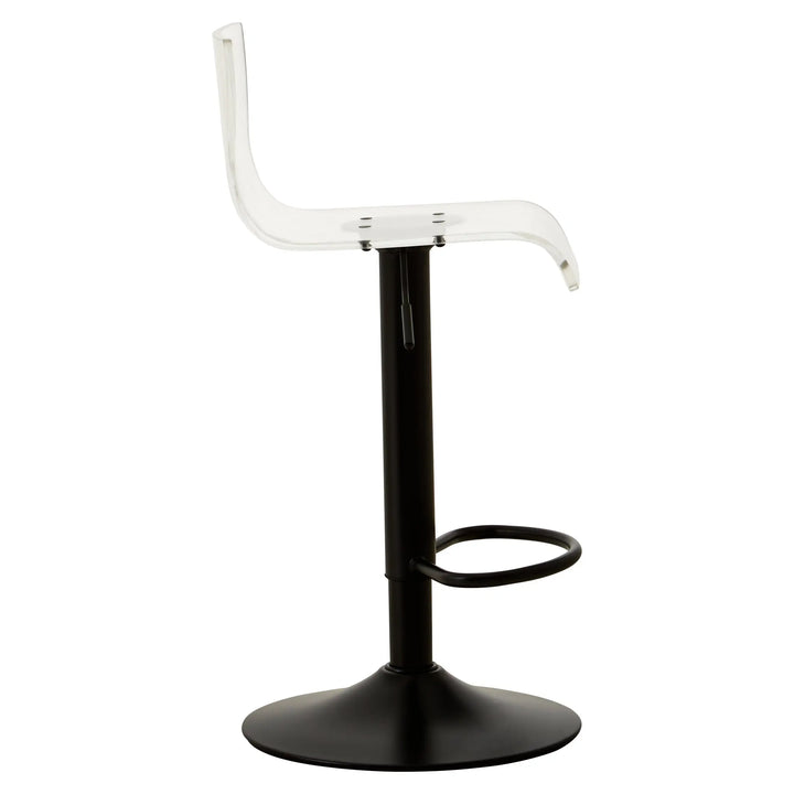 Bayona Clear Acrylic Bar Stool with Black Base & Footrest Studio 55