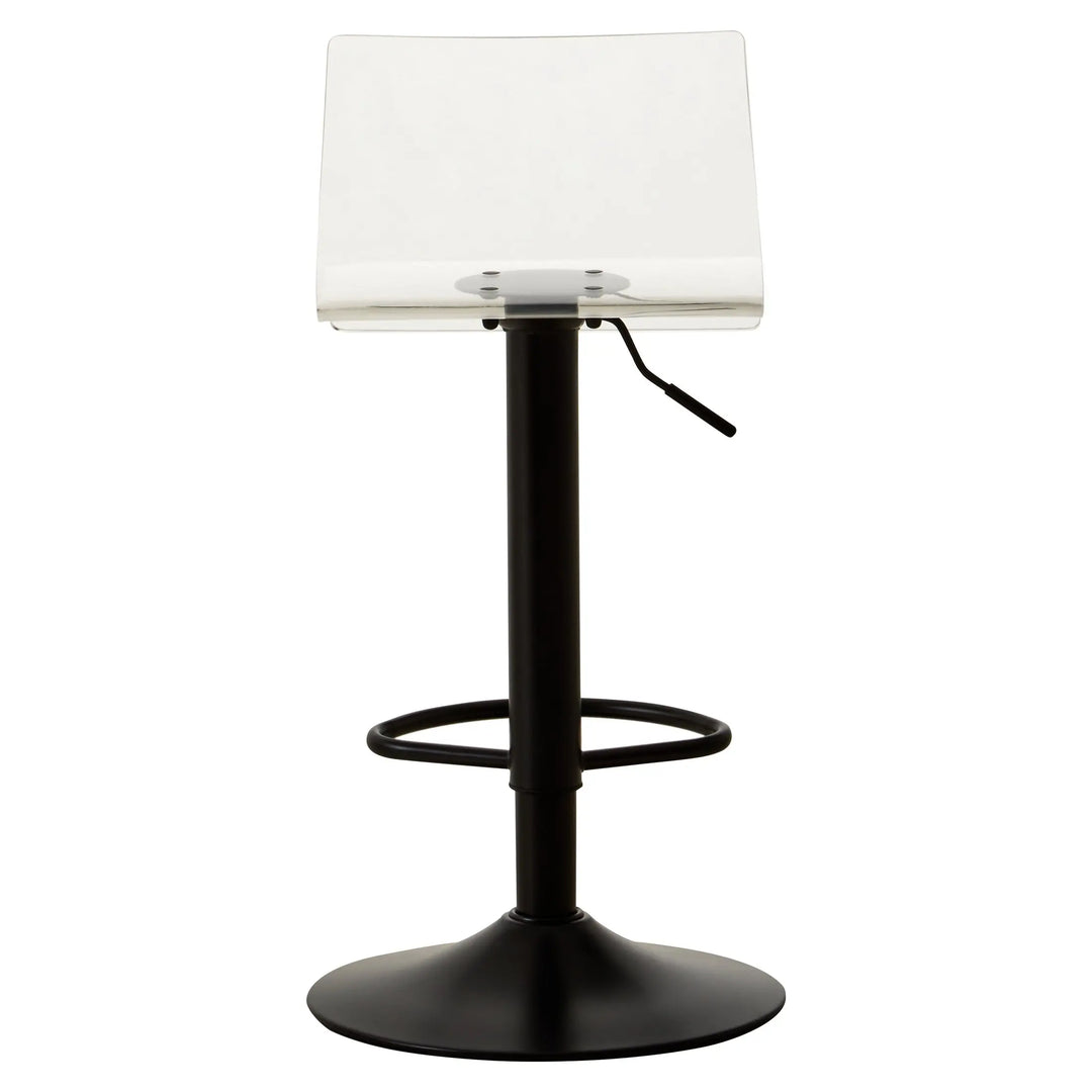 Bayona Clear Acrylic Bar Stool with Black Base & Footrest Studio 55