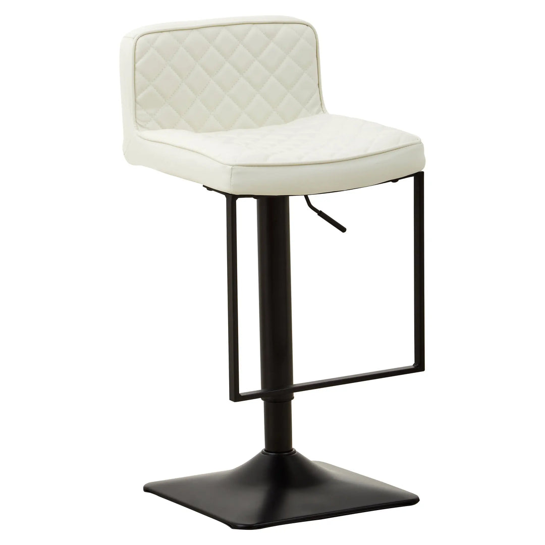 Bayona White Leather-Effect Bar Chair with Black Base & Footrest Studio 55