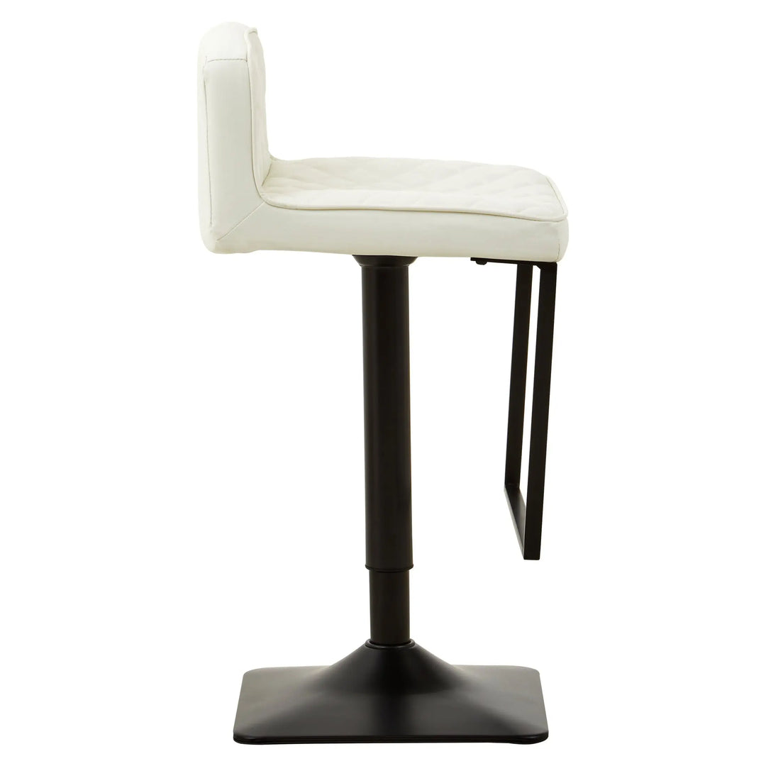 Bayona White Leather-Effect Bar Chair with Black Base & Footrest Studio 55