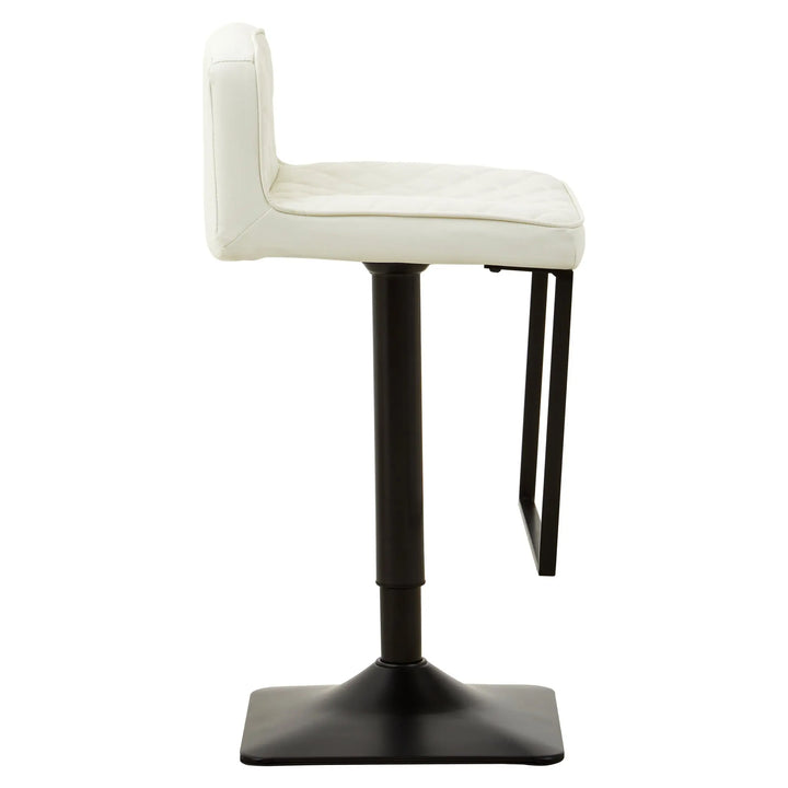 Bayona White Leather-Effect Bar Chair with Black Base & Footrest Studio 55