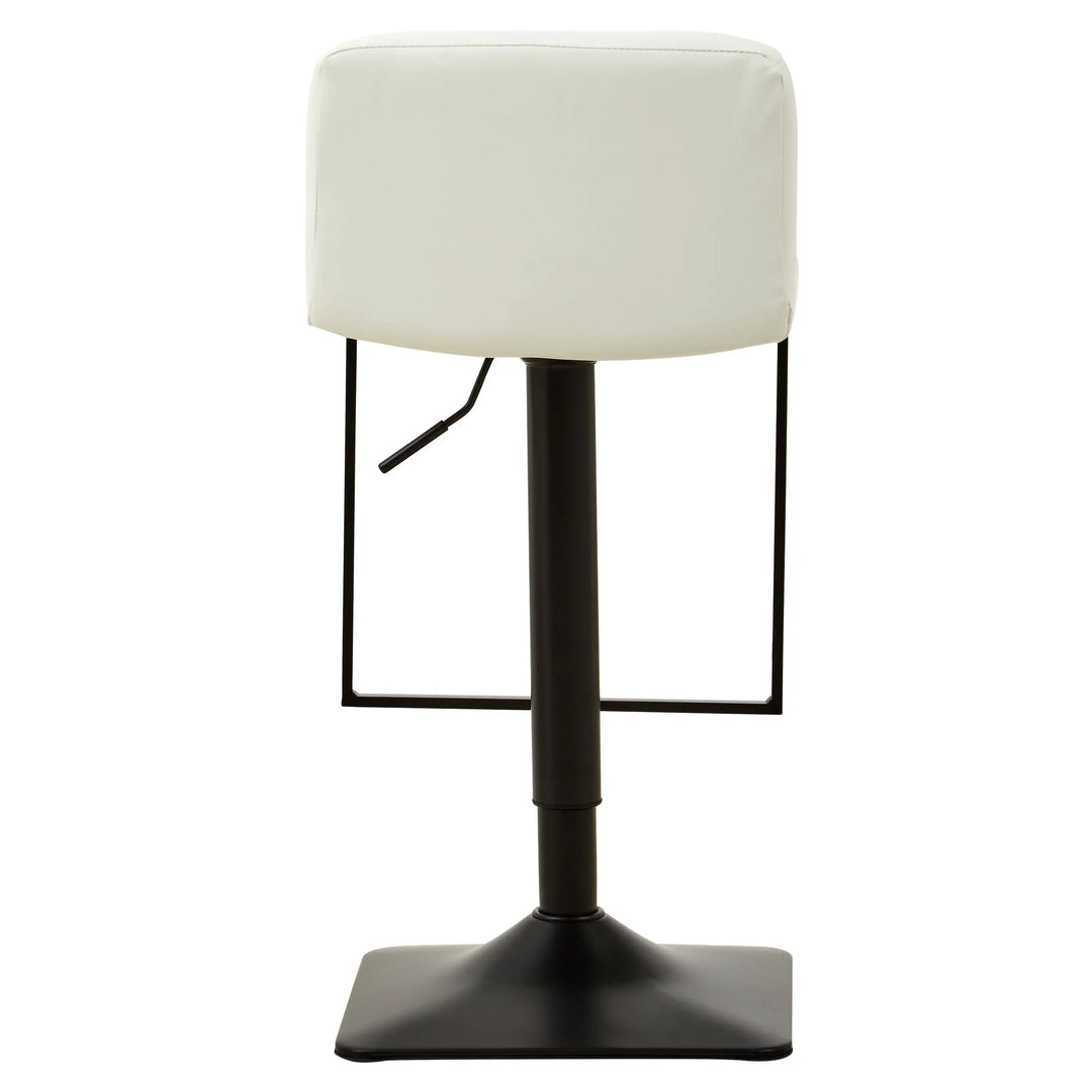 Bayona White Leather-Effect Bar Chair with Black Base & Footrest Studio 55