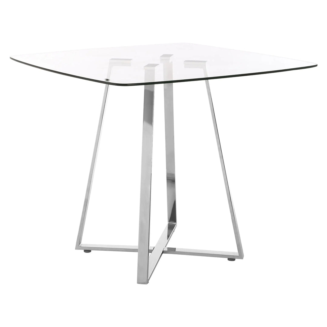 Metropole Square Glass Dining Table with Silver Lattice Base Studio 55