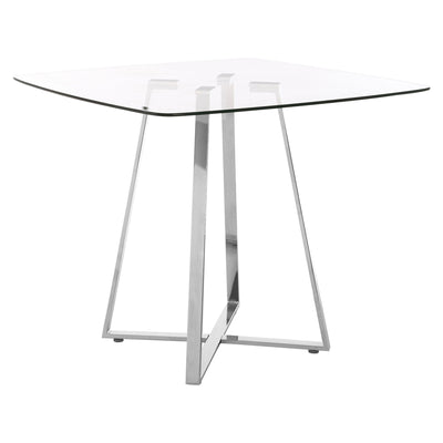 Metropole Square Glass Dining Table with Silver Lattice Base Studio 55