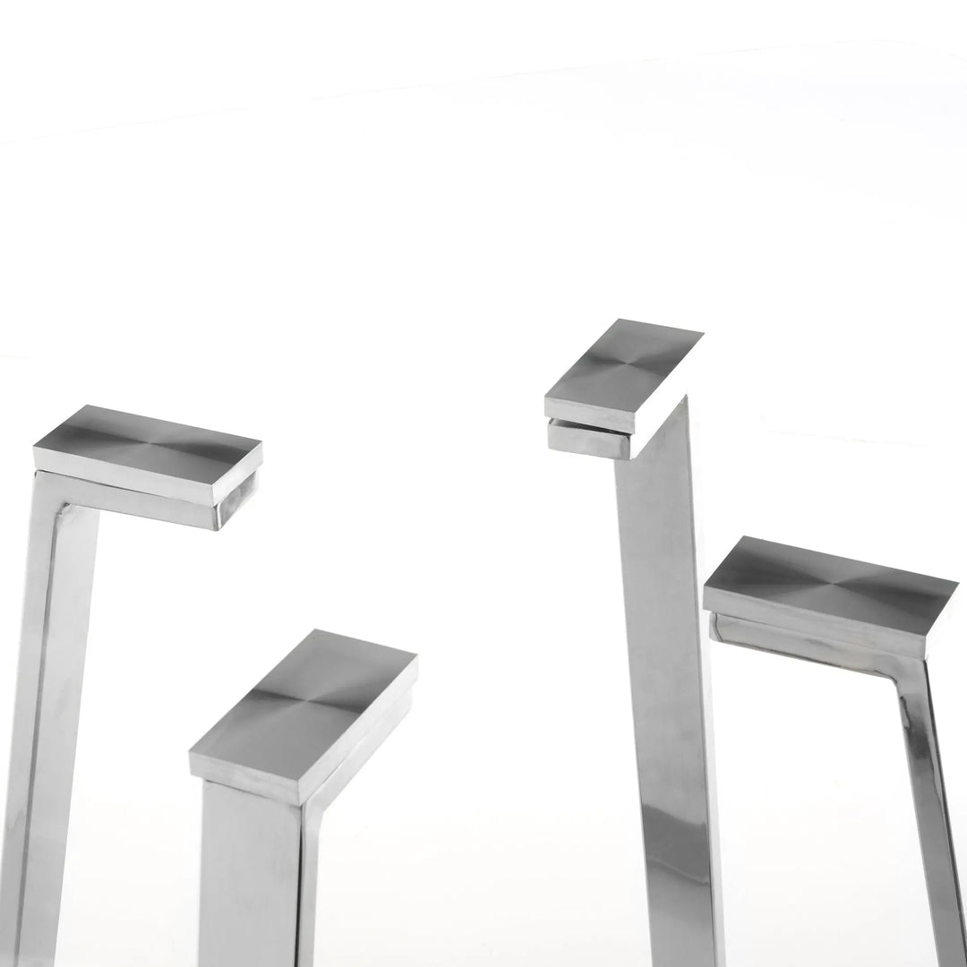 Metropole Square Glass Dining Table with Silver Lattice Base Studio 55