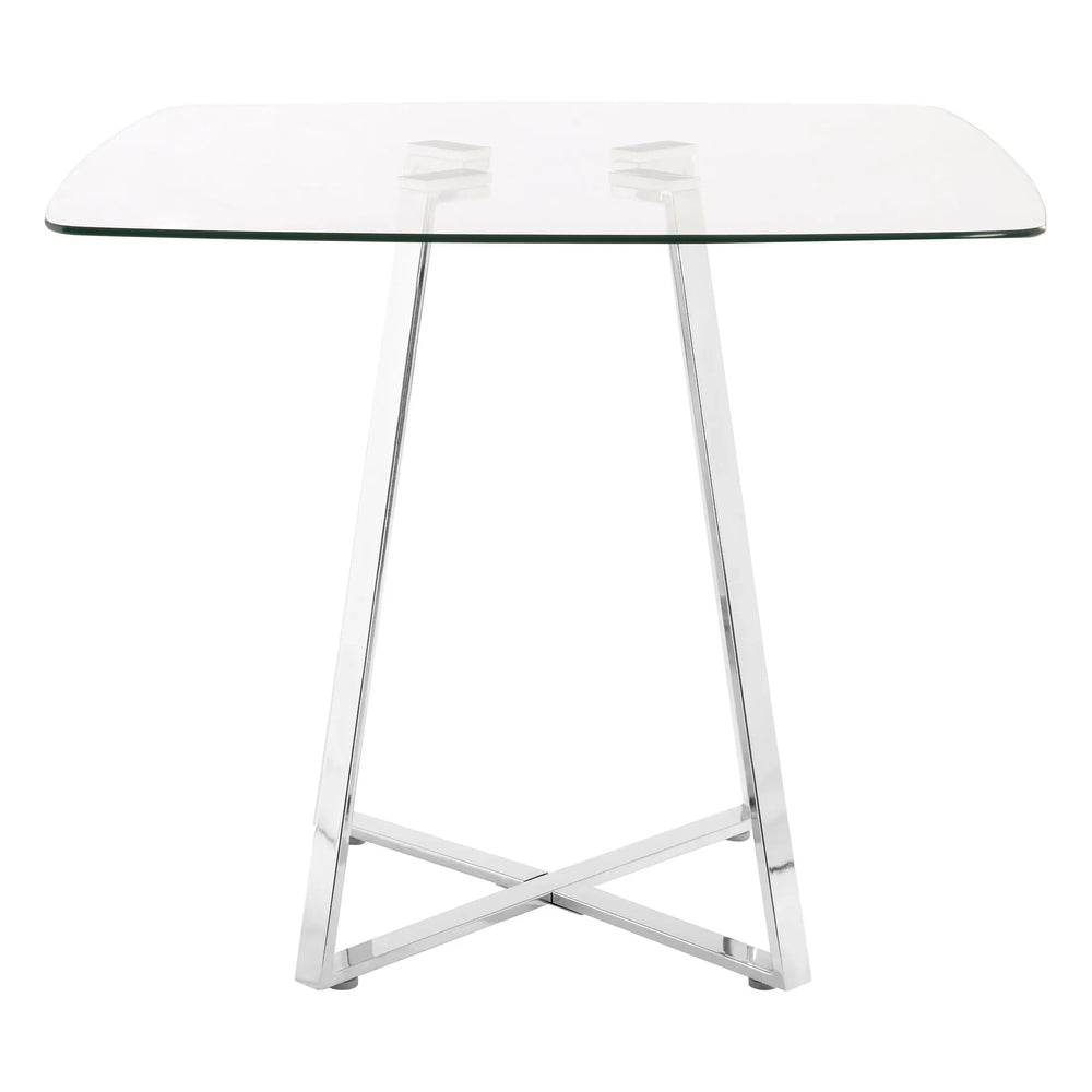 Metropole Square Glass Dining Table with Silver Lattice Base Studio 55