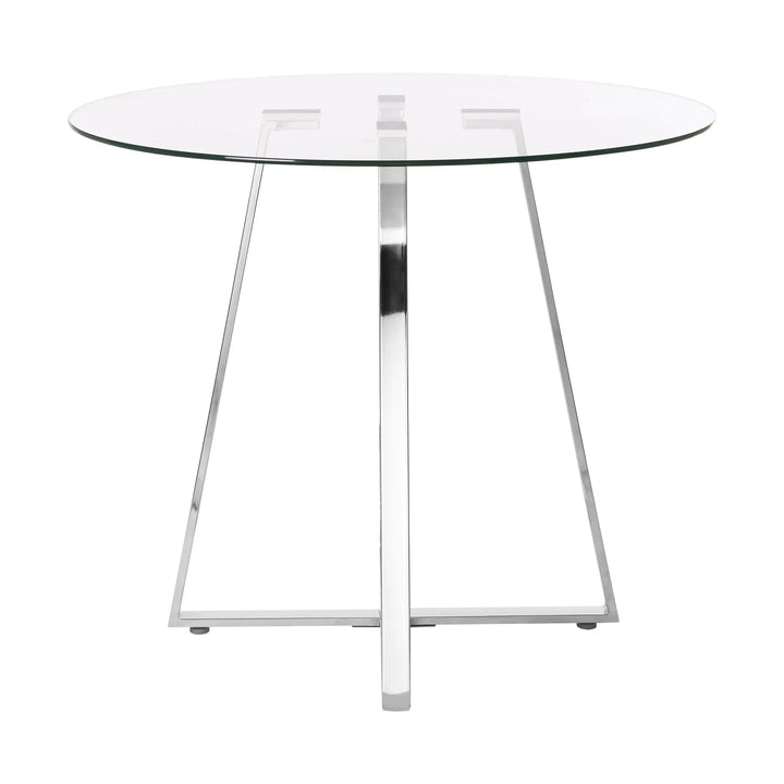 Metropole Round Glass Dining Table with Silver Lattice Base Studio 55