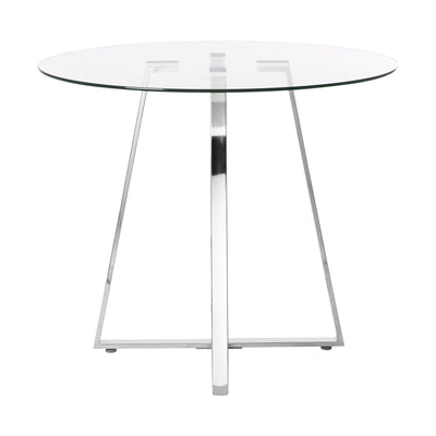 Metropole Round Glass Dining Table with Silver Lattice Base Studio 55