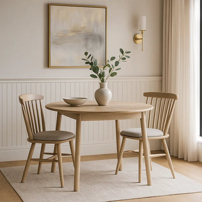 Ashcombe Round Extending Dining Table in Oak Gallery