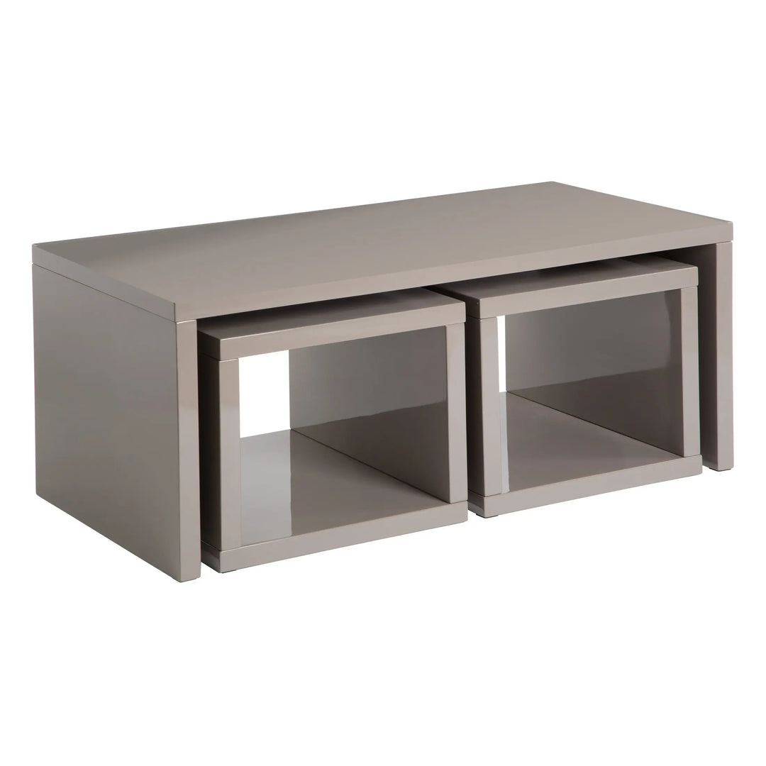 Milan Dark Grey High Gloss Coffee Table with 2 Under Tables Studio 55
