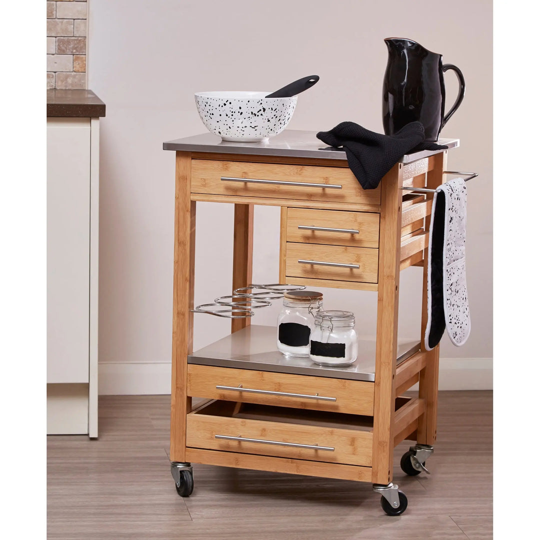 Harwell Bamboo Four Drawer Kitchen Trolley Studio 55