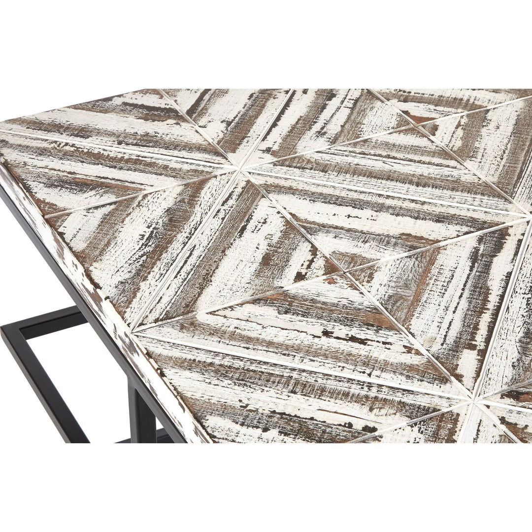 Lazano Wooden Coffee Table with Geometric Top & Black Metal Frame Studio 55