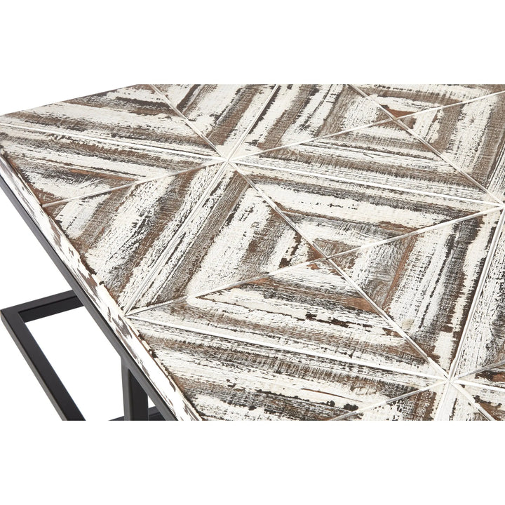 Lazano Wooden Coffee Table with Geometric Top & Black Metal Frame Studio 55