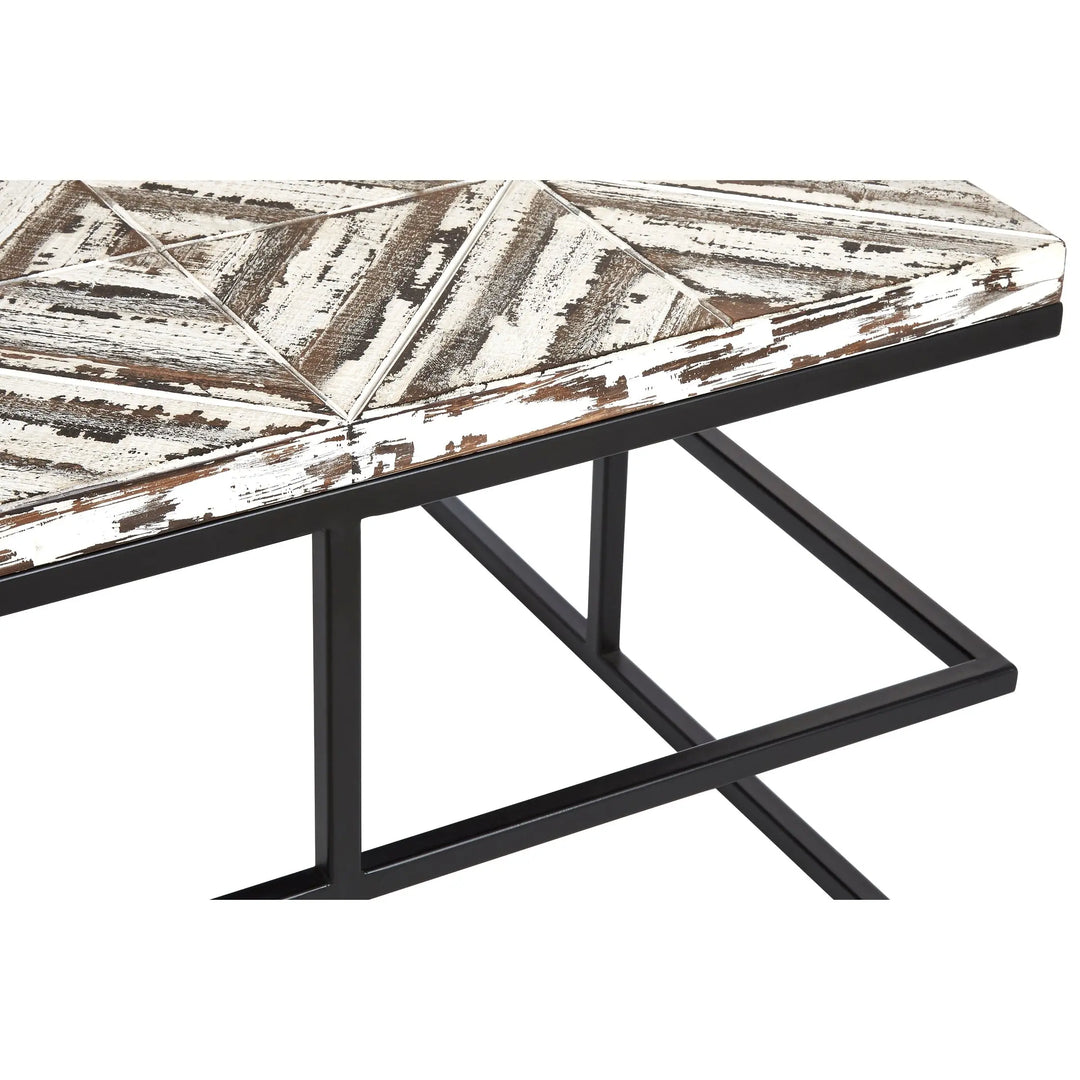 Lazano Wooden Coffee Table with Geometric Top & Black Metal Frame Studio 55