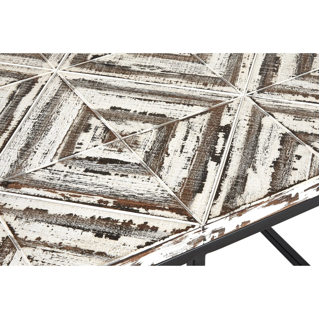 Lazano Wooden Coffee Table with Geometric Top & Black Metal Frame Studio 55