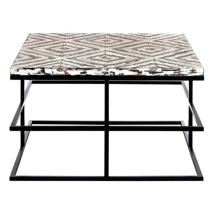 Lazano Wooden Coffee Table with Geometric Top & Black Metal Frame Studio 55