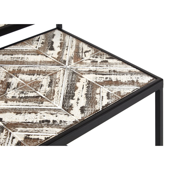 Lazano Set of 2 Nesting Side Tables – Wood Top, Black Frame Studio 55