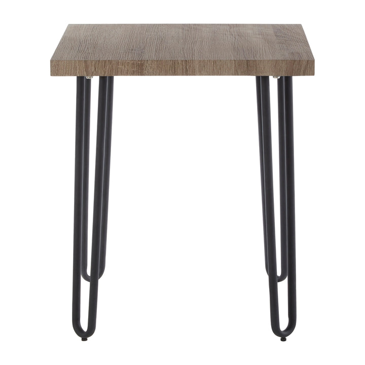 Borrenza Wooden Top Side Table With Hairpin Metal Legs Studio 55