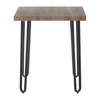 Borrenza Wooden Top Side Table With Hairpin Metal Legs Studio 55