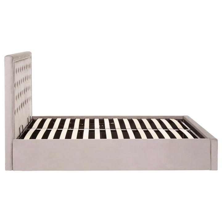 Hanaya Grey Velvet Ottoman Bed Double Studio 55