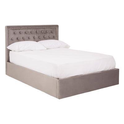 Hanaya Grey Velvet Ottoman Bed Double Studio 55